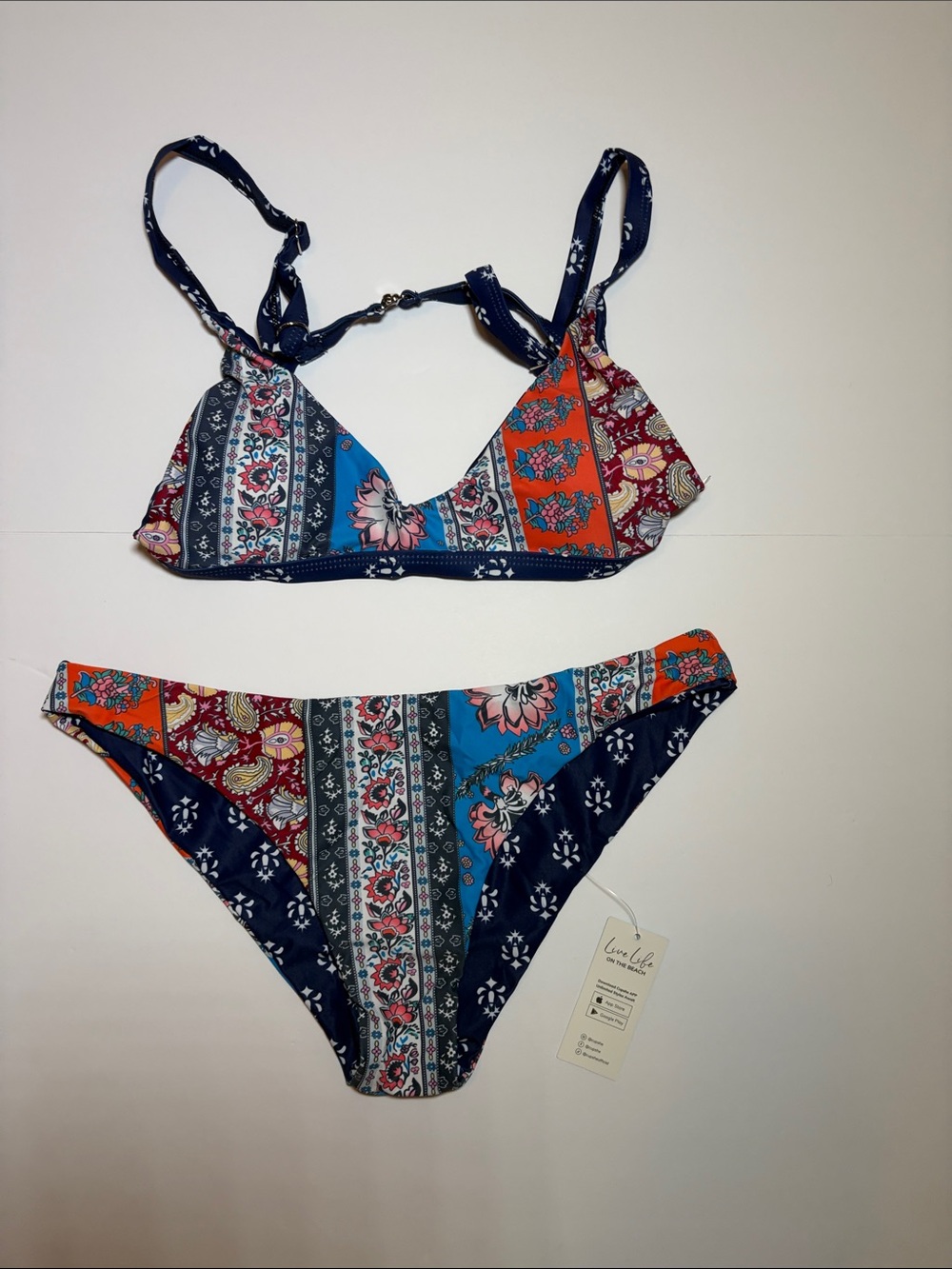 Cupshe Multicolor Floral Patchwork Bikini Set Medium